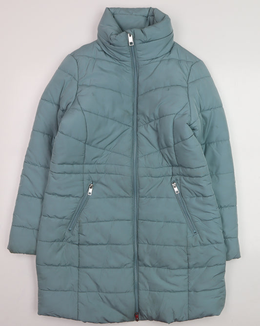 Marks and Spencer Women Blue Long Puffer Coat Size 12