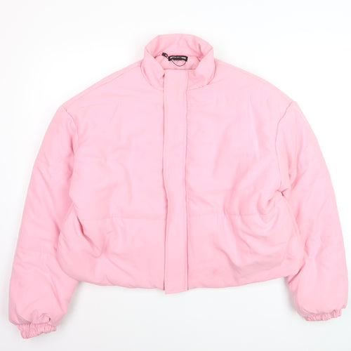 PrettyLittleThing Women's Pink Cropped Puffer Jacket Size 12