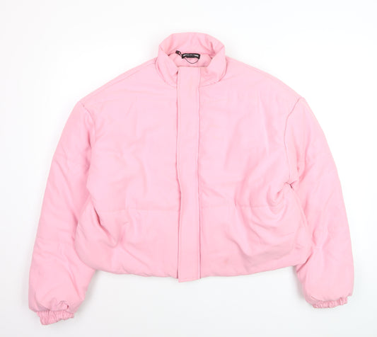 PrettyLittleThing Women's Pink Cropped Puffer Jacket Size 12
