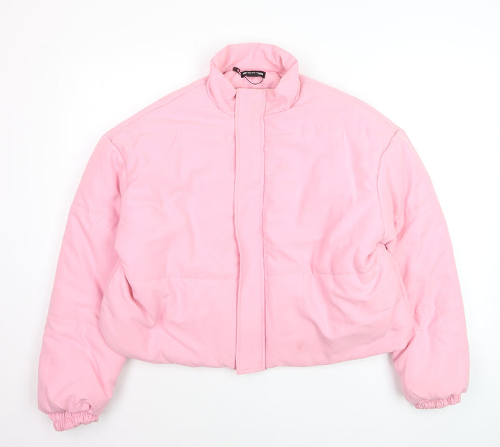 PrettyLittleThing Women's Pink Cropped Puffer Jacket Size 12