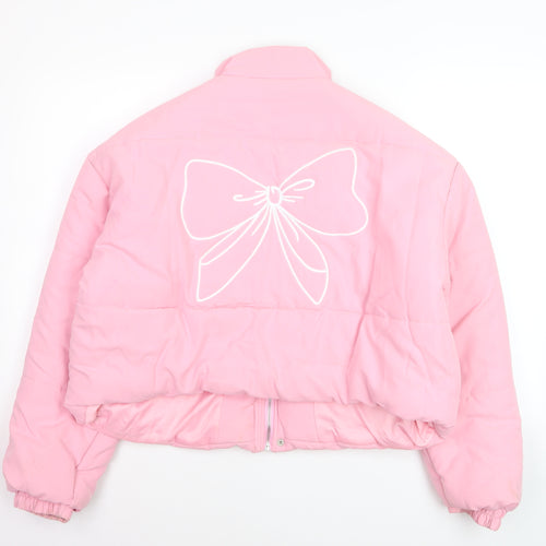 PrettyLittleThing Women's Pink Cropped Puffer Jacket Size 12