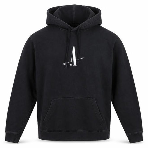 AllSaints Men Black Medium Pullover Hoodie Graphic Cotton