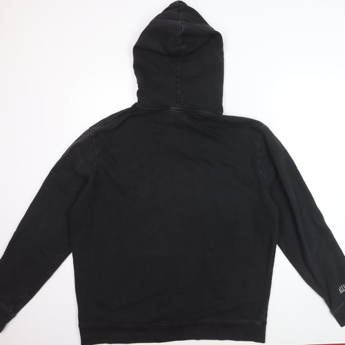 AllSaints Men Black Medium Pullover Hoodie Graphic Cotton