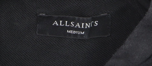 AllSaints Men Black Medium Pullover Hoodie Graphic Cotton
