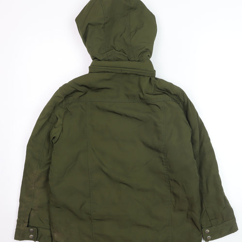 Gap Kids Boys Green Faux Fur Hooded Parka Coat L Winter Warm