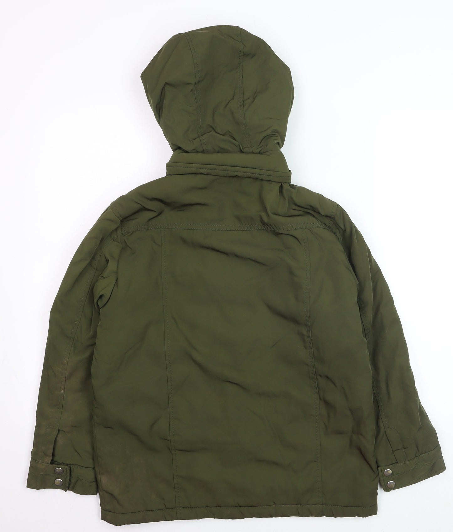 Gap Kids Boys Green Faux Fur Hooded Parka Coat L Winter Warm