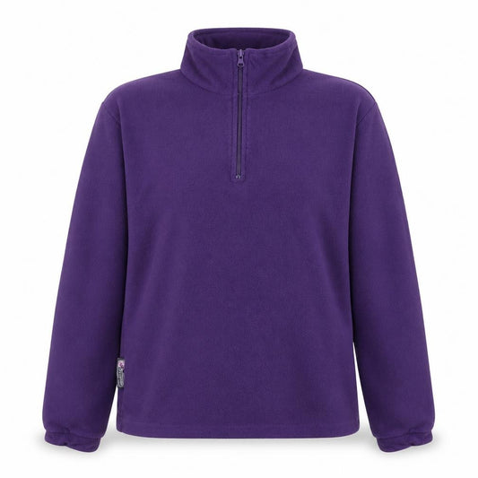 Front view of Outdoor Essentials Women's Purple Fleece 1/2 Zip Pullover, size 10