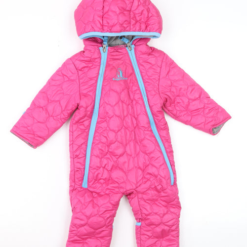 Rugged Bear Unisex Baby Pink Quilted Hooded Puffer Snowsuit 6–9 Months