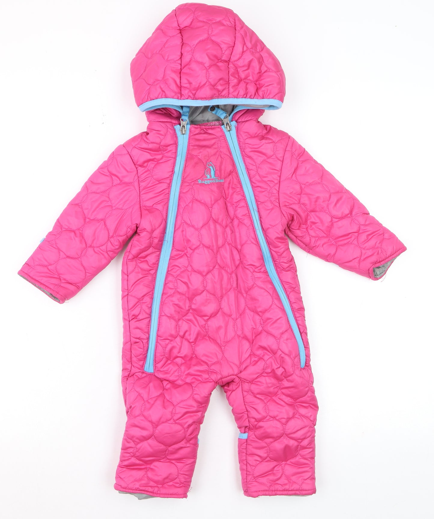 Rugged Bear Unisex Baby Pink Quilted Hooded Puffer Snowsuit 6–9 Months