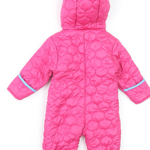 Rugged Bear Unisex Baby Pink Quilted Hooded Puffer Snowsuit 6–9 Months