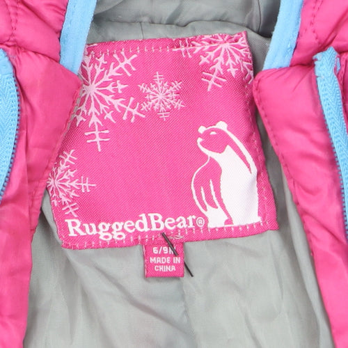 Rugged Bear Unisex Baby Pink Quilted Hooded Puffer Snowsuit 6–9 Months