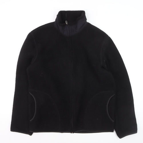 H&M Womens Black Full Zip Fleece Sweatshirt Regular Fit Size 12