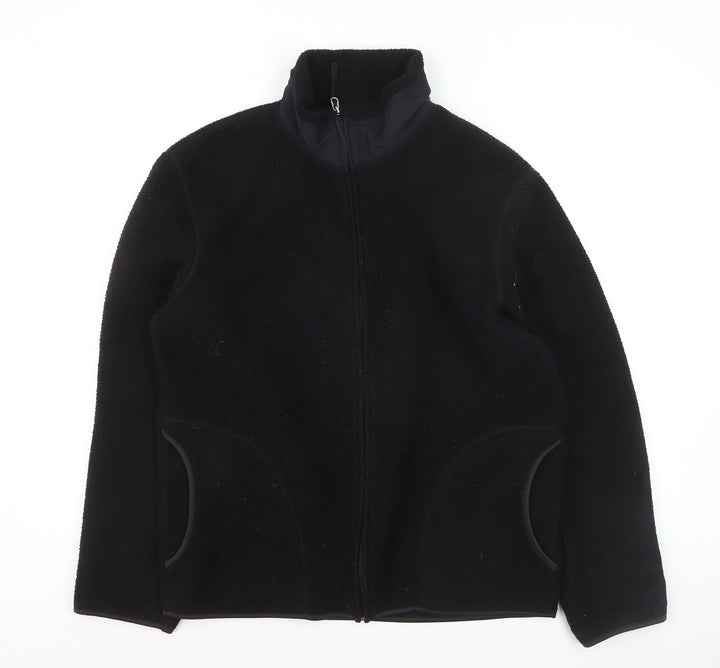 H&M Womens Black Full Zip Fleece Sweatshirt Regular Fit Size 12