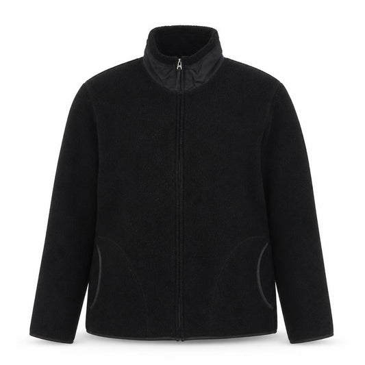 Front view of H&M women’s black full zip fleece sweatshirt regular fit, size UK 12