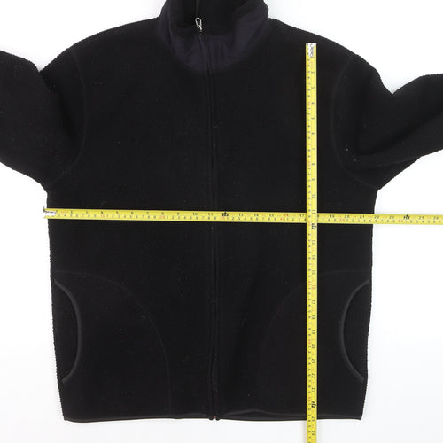 H&M Womens Black Full Zip Fleece Sweatshirt Regular Fit Size 12