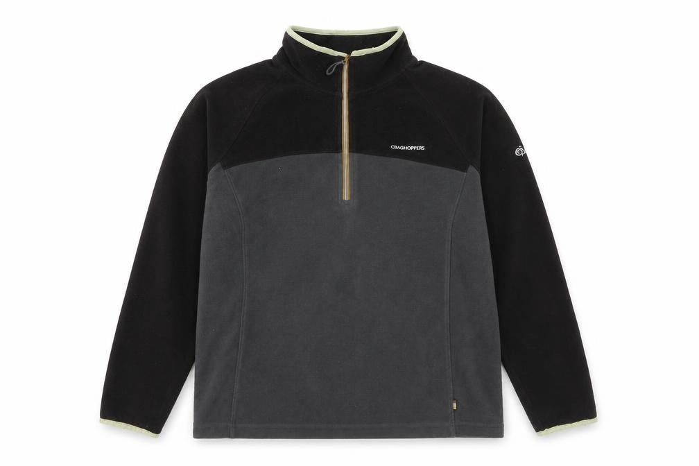 Front view of Craghoppers Men’s Black XL Fleece 1/4 Zip Pullover Sweatshirt