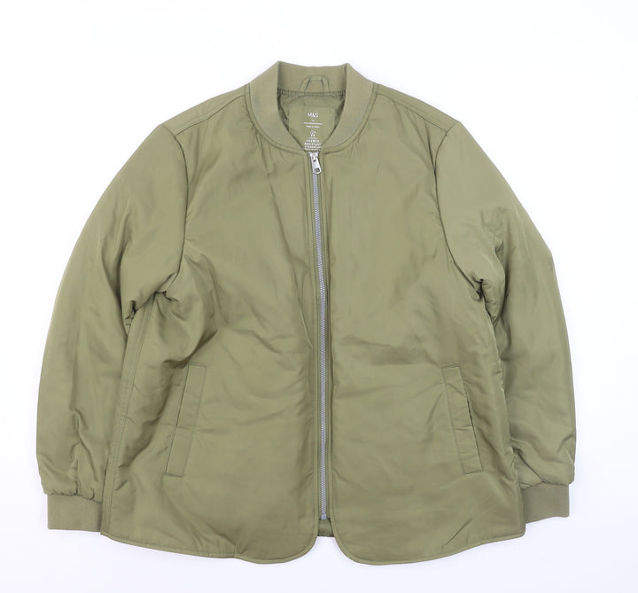 Marks and Spencer Women’s Green Shower Resistant Bomber Jacket Size 14