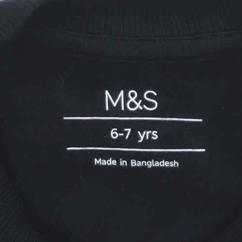 Marks and Spencer Girls Black Pullover Sweatshirt 6-7 Years New York Print