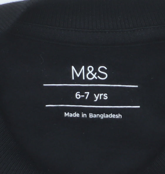Marks and Spencer Girls Black Pullover Sweatshirt 6-7 Years New York Print