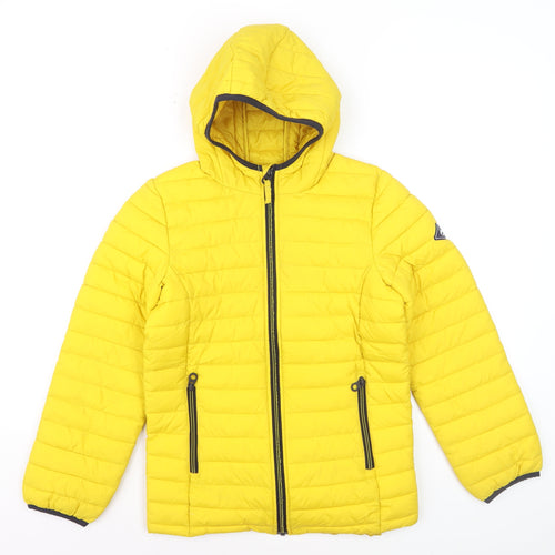 Joules Boys Yellow Hooded Puffer Jacket 11-12 Years Lightweight Outerwear