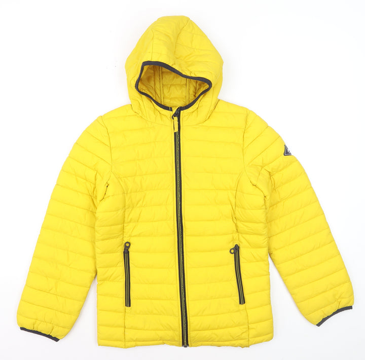 Joules Boys Yellow Hooded Puffer Jacket 11-12 Years Lightweight Outerwear