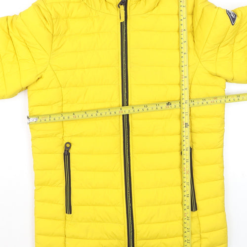Joules Boys Yellow Hooded Puffer Jacket 11-12 Years Lightweight Outerwear