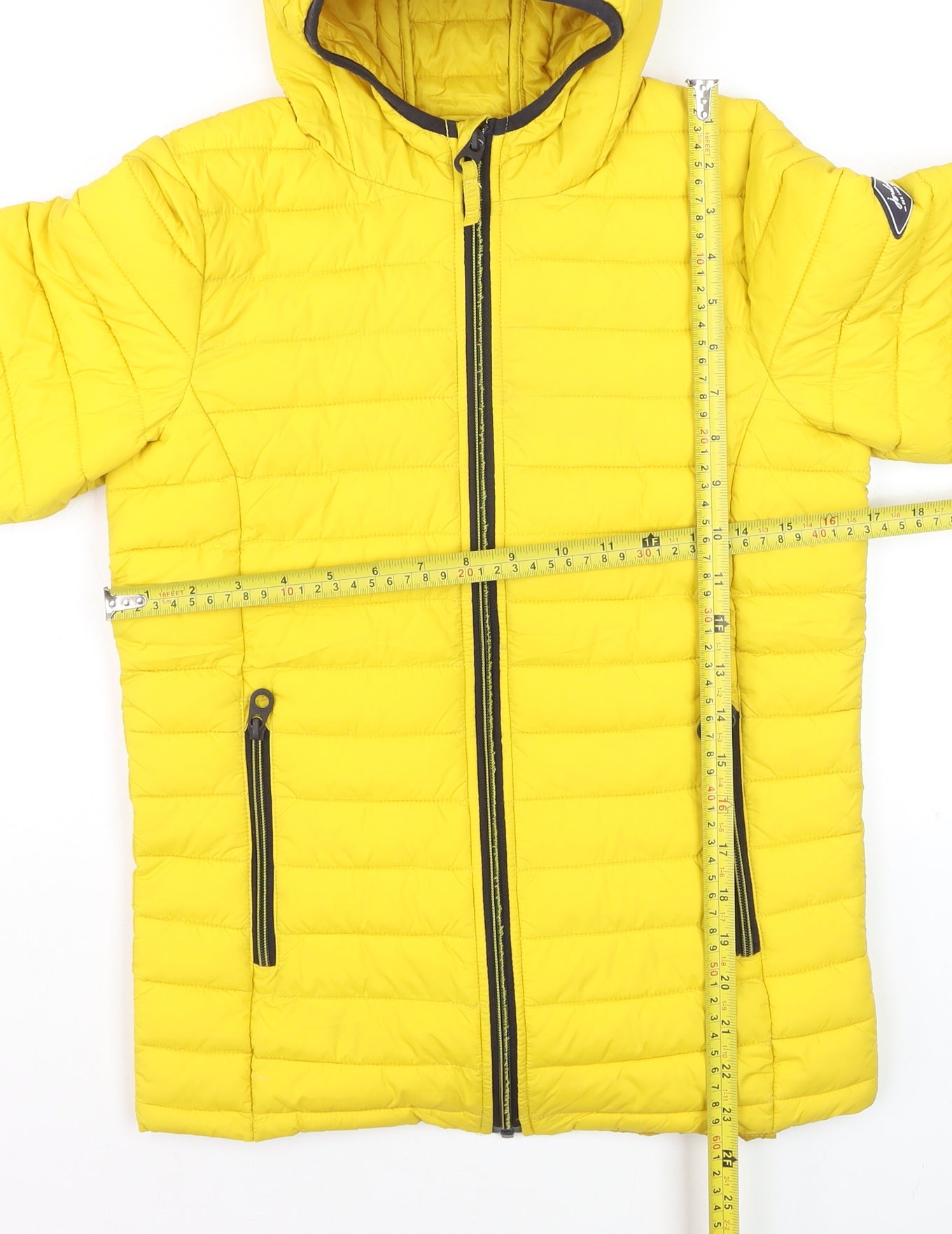 Joules Boys Yellow Hooded Puffer Jacket 11-12 Years Lightweight Outerwear