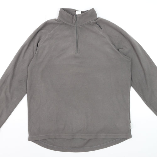 Quechua Men's Grey Fleece 1/2 Zip Pullover Sweatshirt Size M