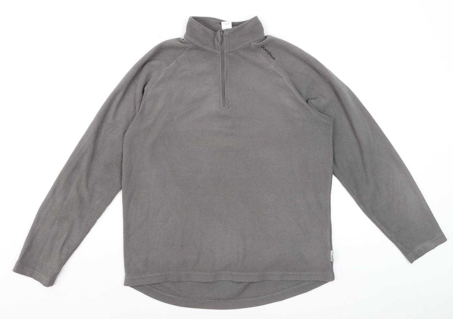 Quechua Men's Grey Fleece 1/2 Zip Pullover Sweatshirt Size M