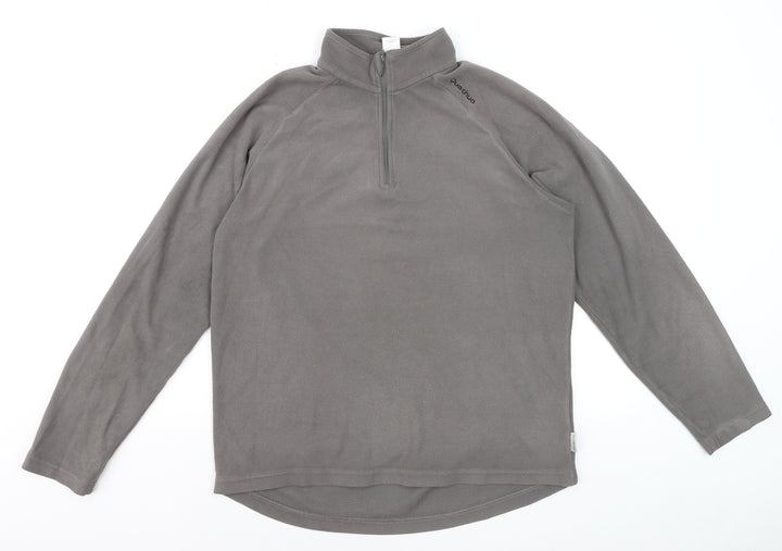 Quechua Men's Grey Fleece 1/2 Zip Pullover Sweatshirt Size M