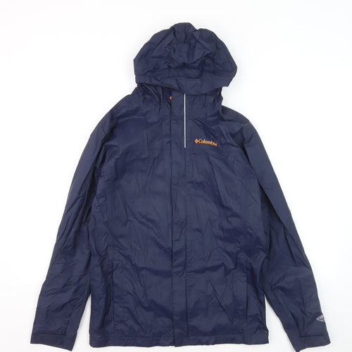 Columbia Boys Blue Hooded Waterproof Rain Coat Jacket L (14-15 Years)
