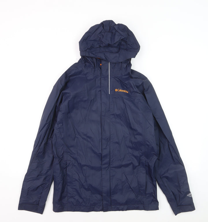Columbia Boys Blue Hooded Waterproof Rain Coat Jacket L (14-15 Years)