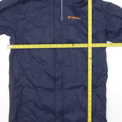 Columbia Boys Blue Hooded Waterproof Rain Coat Jacket L (14-15 Years)