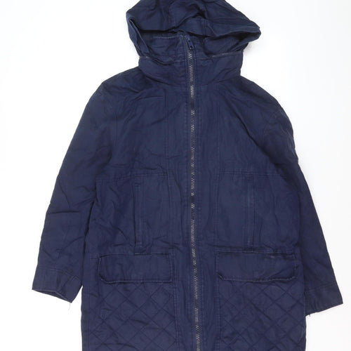 Zara Trafaluc Men's Blue Hooded Mid-Length Cotton Parka Coat Size S