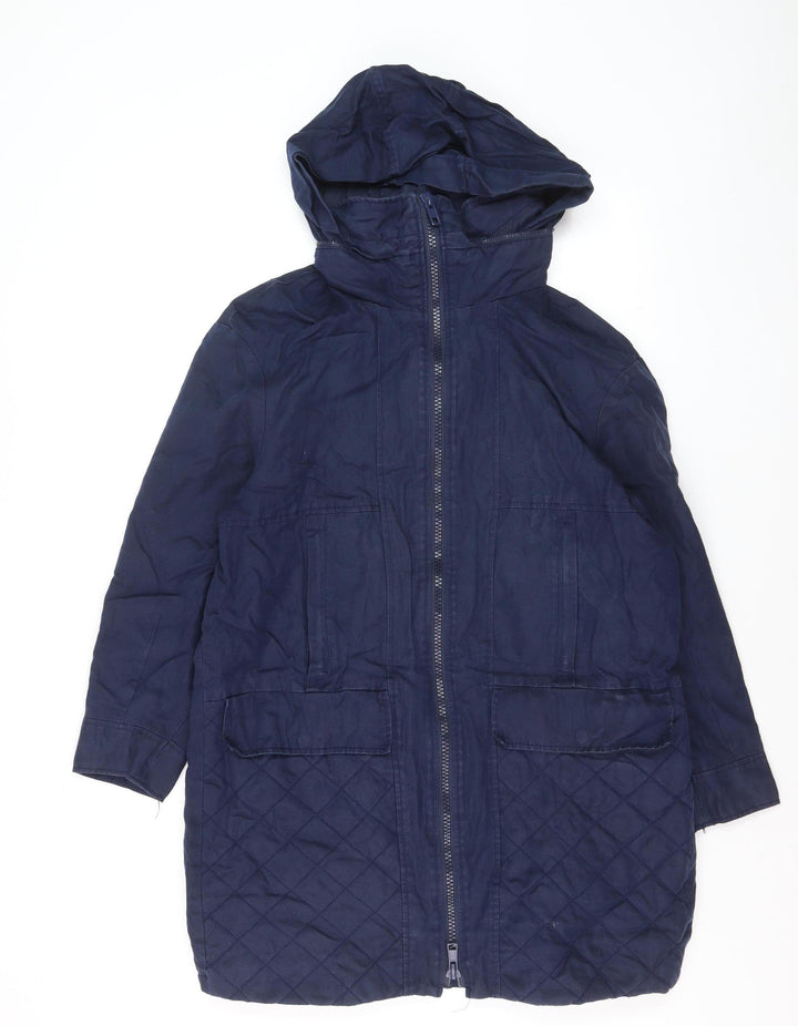 Zara Trafaluc Men's Blue Hooded Mid-Length Cotton Parka Coat Size S