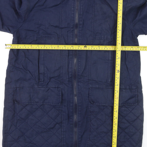 Zara Trafaluc Men's Blue Hooded Mid-Length Cotton Parka Coat Size S