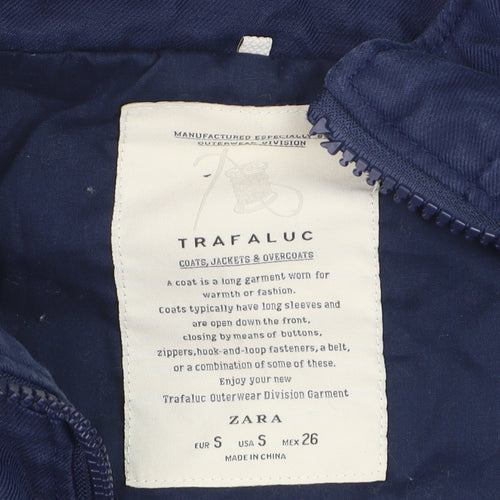 Zara Trafaluc Men's Blue Hooded Mid-Length Cotton Parka Coat Size S