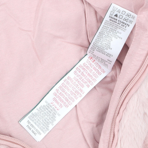 Marks and Spencer Pink Faux Fur Hooded Snowsuit 0-3 Months Baby Winter Outfit