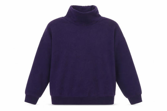 Front view of Patricia Dawson Women Purple Fleece Pullover Sweatshirt M Roll Neck