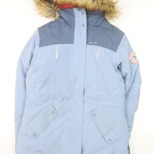 Quechua Teens Blue Waterproof Hooded Parka Jacket Size 14