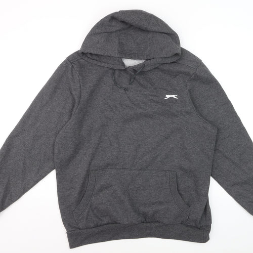 Slazenger Men’s Grey Pullover Hoodie L Fleece Lined Logo