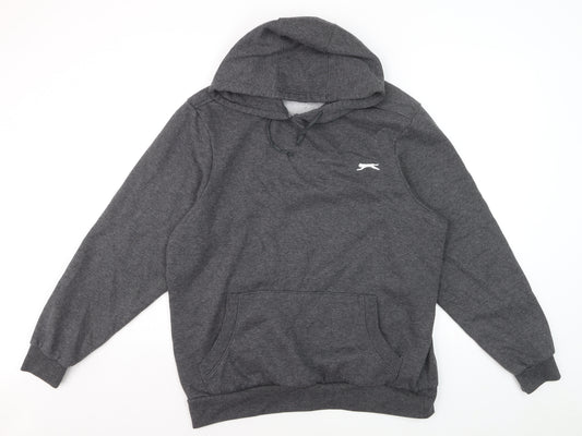 Slazenger Men’s Grey Pullover Hoodie L Fleece Lined Logo