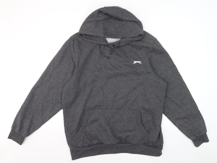 Slazenger Men’s Grey Pullover Hoodie L Fleece Lined Logo