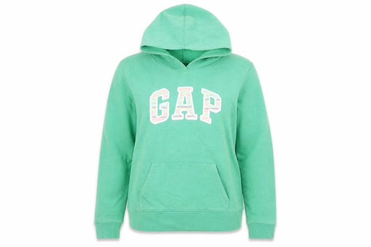 Front view of Gap Women's Green Pullover Hoodie Small Fleece Lined Casual Sweatshirt