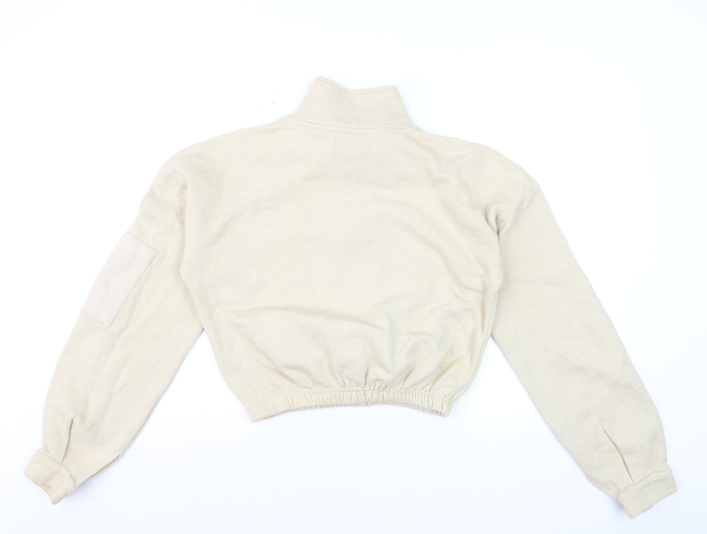 PrettyLittleThing Women Beige 1/4 Zip Pullover Sweatshirt Size S