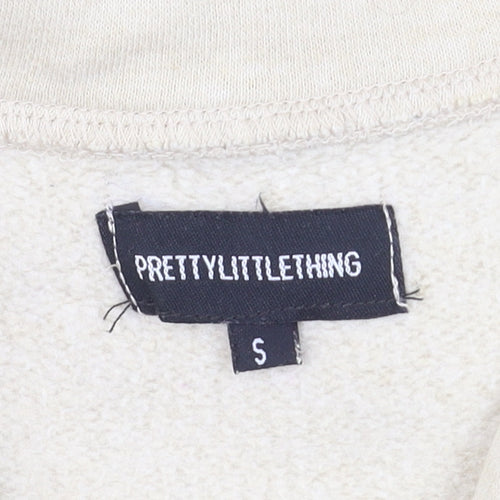 PrettyLittleThing Women Beige 1/4 Zip Pullover Sweatshirt Size S