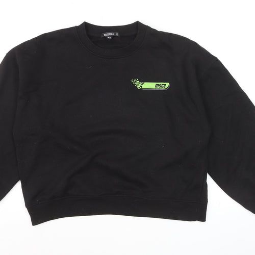 Missguided Unisex Black Graphic Print Pullover Sweatshirt Size 14