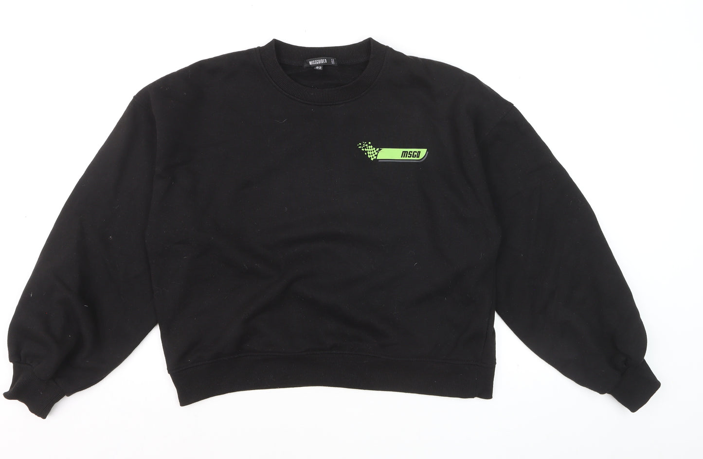 Missguided Unisex Black Graphic Print Pullover Sweatshirt Size 14