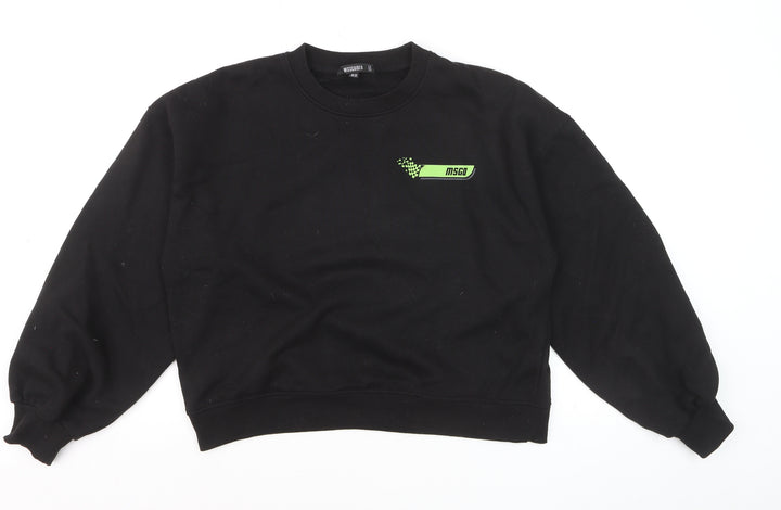 Missguided Unisex Black Graphic Print Pullover Sweatshirt Size 14