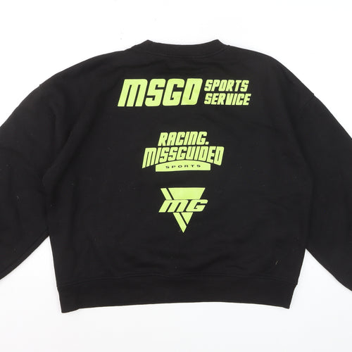 Missguided Unisex Black Graphic Print Pullover Sweatshirt Size 14